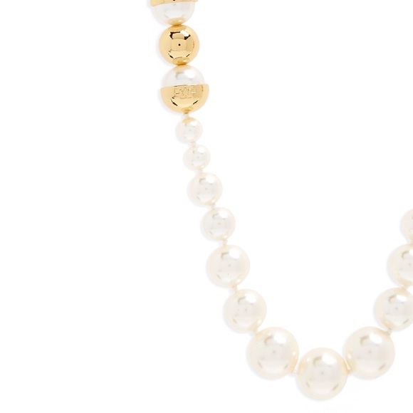 TORY BURCH • Capped Crystal Pearl Long Necklace - Picture 11 of 15